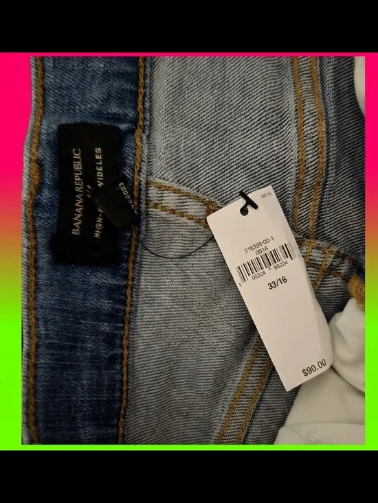 Banana Republic Blue Wide-Leg Denim Jeans NWT - Picture 3 of 9